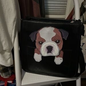 Black Dog Appliqué Shoulder Bag